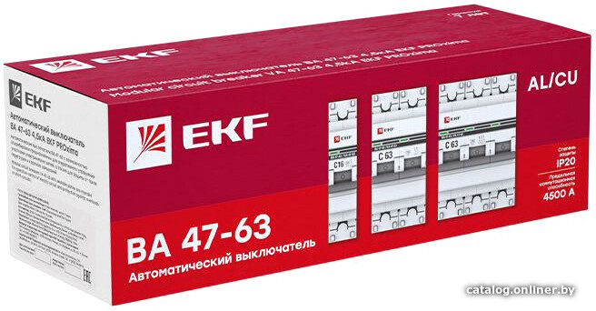 Выключатель автоматический EKF PROxima ВА 47-63 4P 63А (C) 4.5kA MCB4763-4-63C-pro