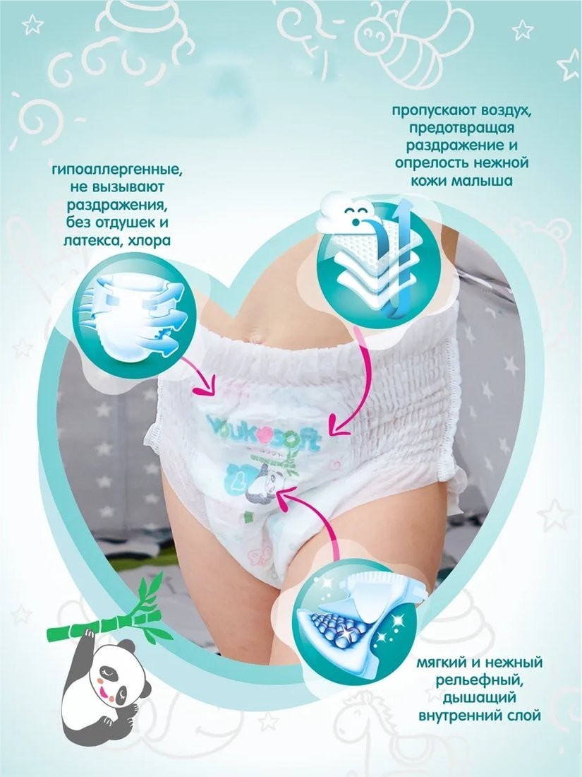 Трусики-подгузники Youkosoft Ультратонкие премиум 12-17 XL (34 шт)