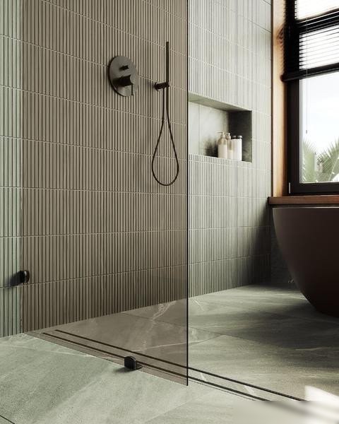 Душевая стенка MaybahGlass 79x195 MGD-262-6 (бронзовое стекло/черный)