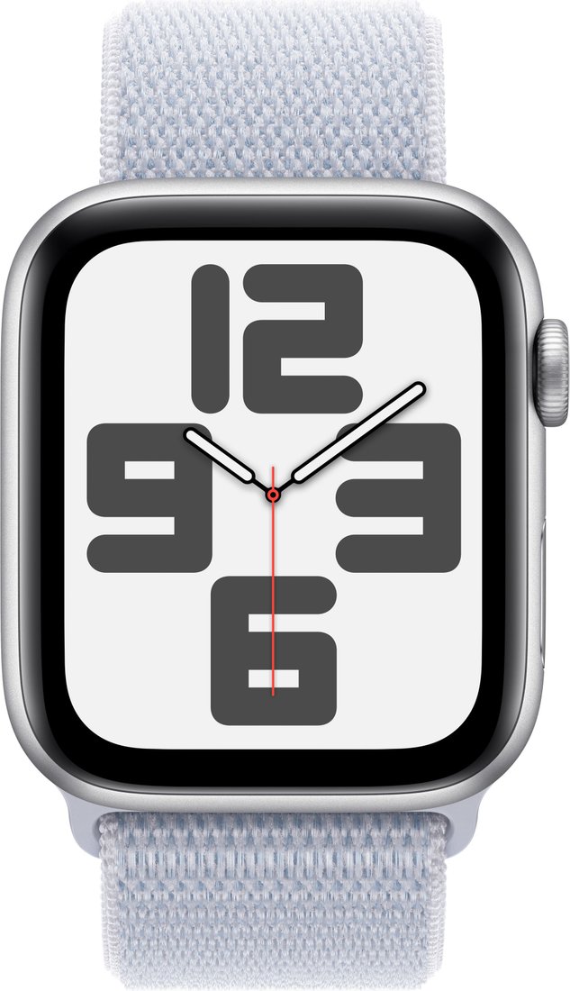 Умные часы Apple Watch SE 2 44 мм (алюминиевый корпус, серебристый/голубой, нейлоновый ремешок)