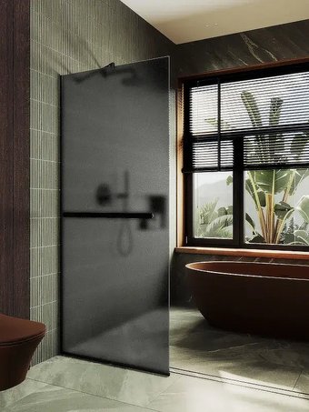 Душевая стенка MaybahGlass 99x195 MGD-1462-6у (графитовое матовое стекло/черный)