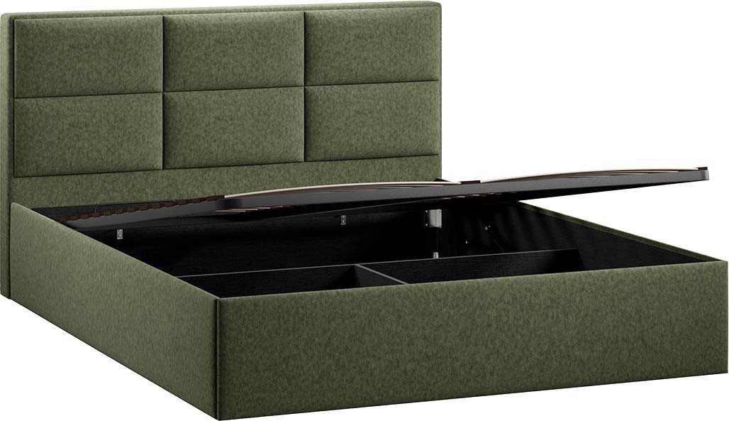 Кровать Трия Стелла Тип 1 c ПМ и заглушиной 160x200 (микровелюр Jercy Deep Green)