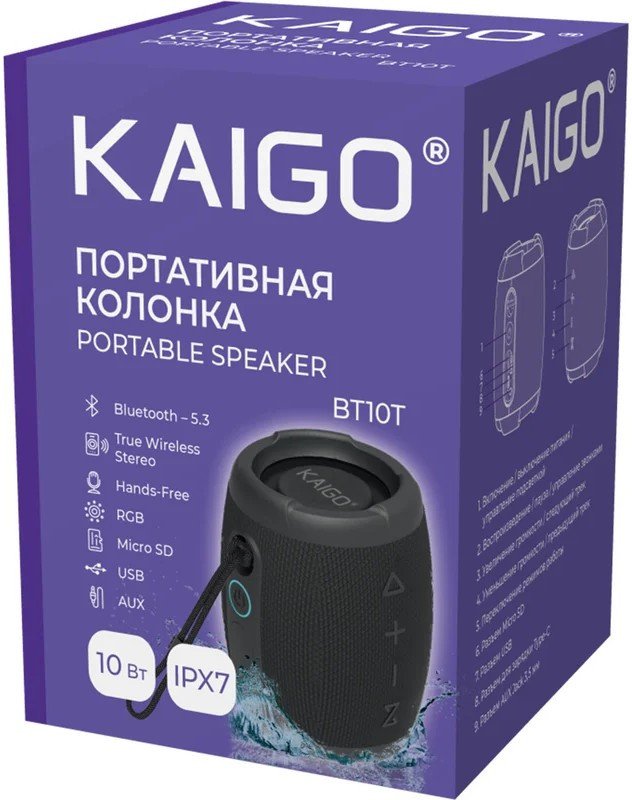 Беспроводная колонка Kaigo BT10T (черный)