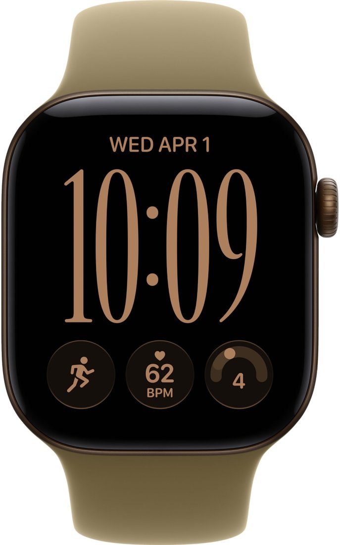 Умные часы Apple Watch Series 12 42 мм (алюминиевый корпус, темная бронза/оливковый, спортивный силиконовый ремешок S/M)