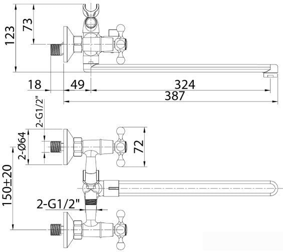 Смеситель Milardo Duplex DUPSBL2M10
