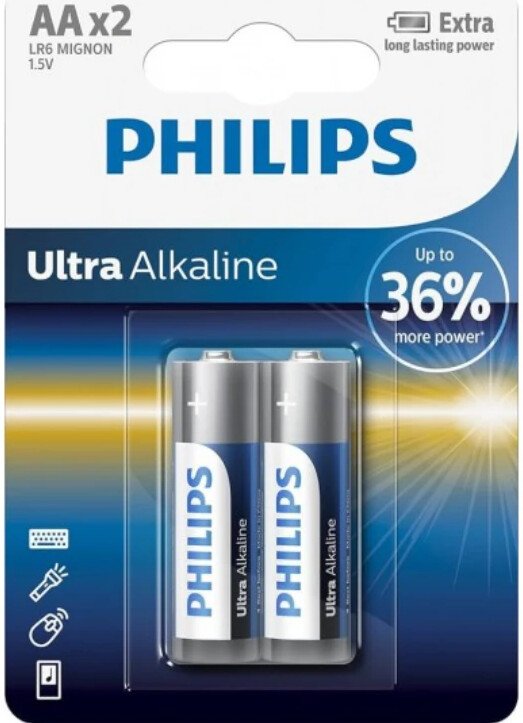 Батарейка Philips Ultra Alkaline AA LR6E2B/97 (2 шт)
