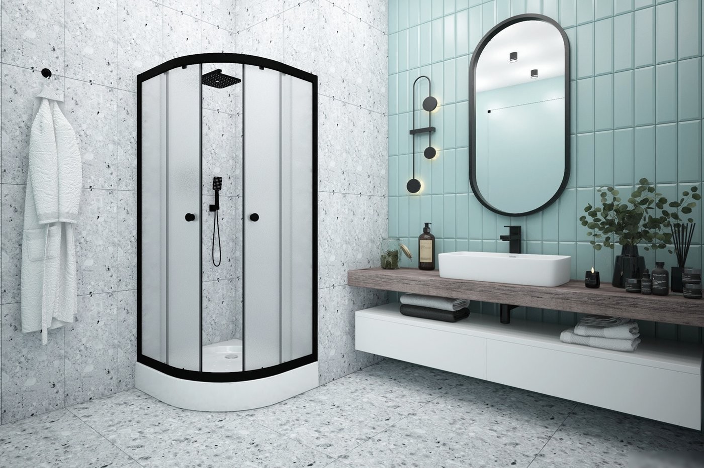 Душевой уголок Метакам Classic Black 90x90 ШПS_013571 (матовое стекло)