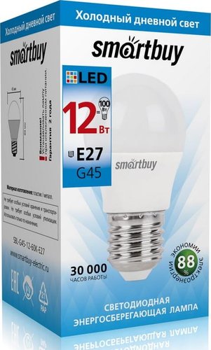 Светодиодная лампочка SmartBuy SBL-G45-12-60K-E27