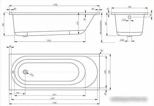Ванна VagnerPlast Kasandra 175x70 (с каркасом)