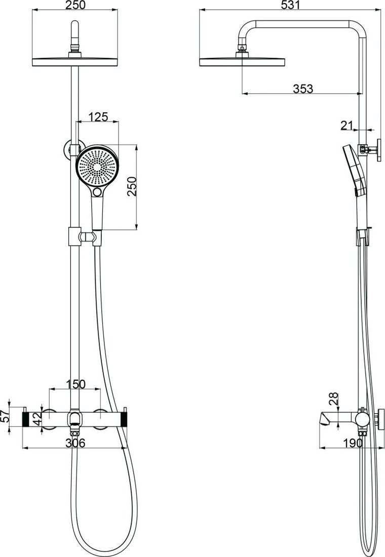 Душевая система Vincea Rim VSFS-2RM1CH