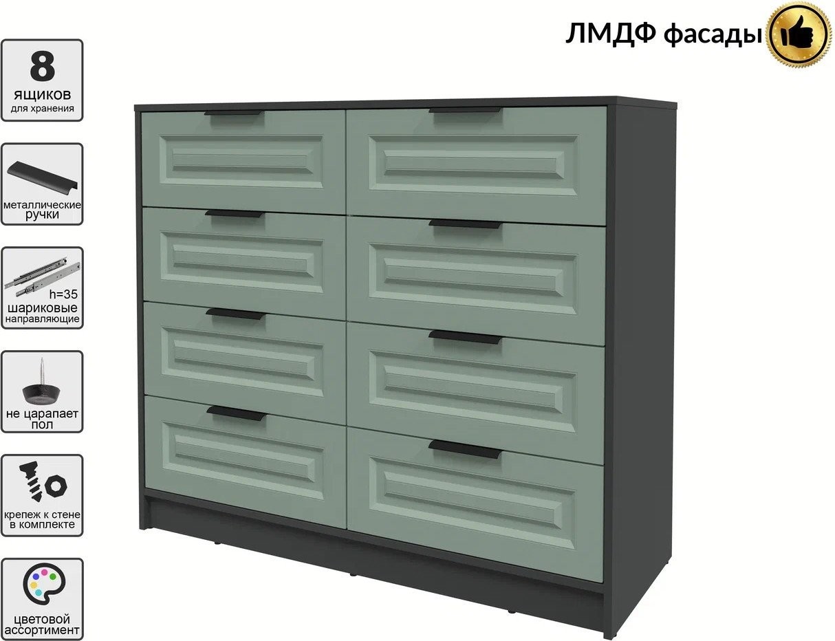 Комод Интерлиния Концепт КТ-К117 Деко (антрацит/мята)