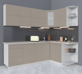 Готовая кухня Интерлиния Мила Матте 1.5x2.3 А правая (луна-луна-травертин серый)