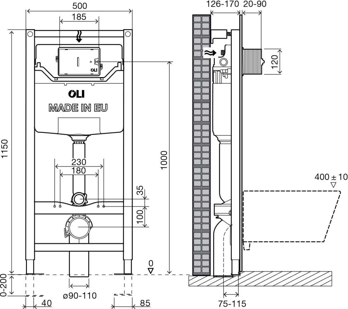 Инсталляция для унитаза OLI 120 Plus 885052+57141