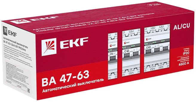 Выключатель автоматический EKF ВА 47-63 3P 40А (C) 4.5kA PROxima mcb4763-3-40C-pro