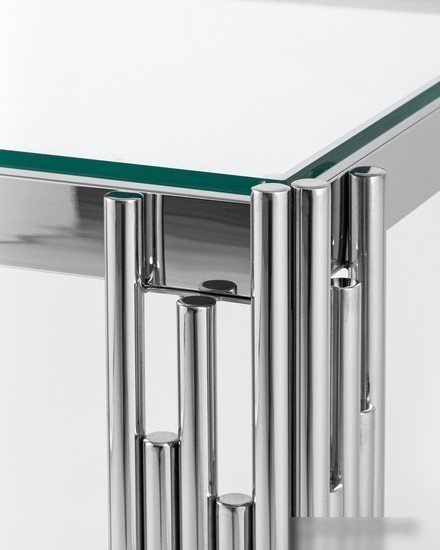 Журнальный столик Stool Group Гэтсби 55x55 EET-027 (прозрачное стекло/сталь серебристый)