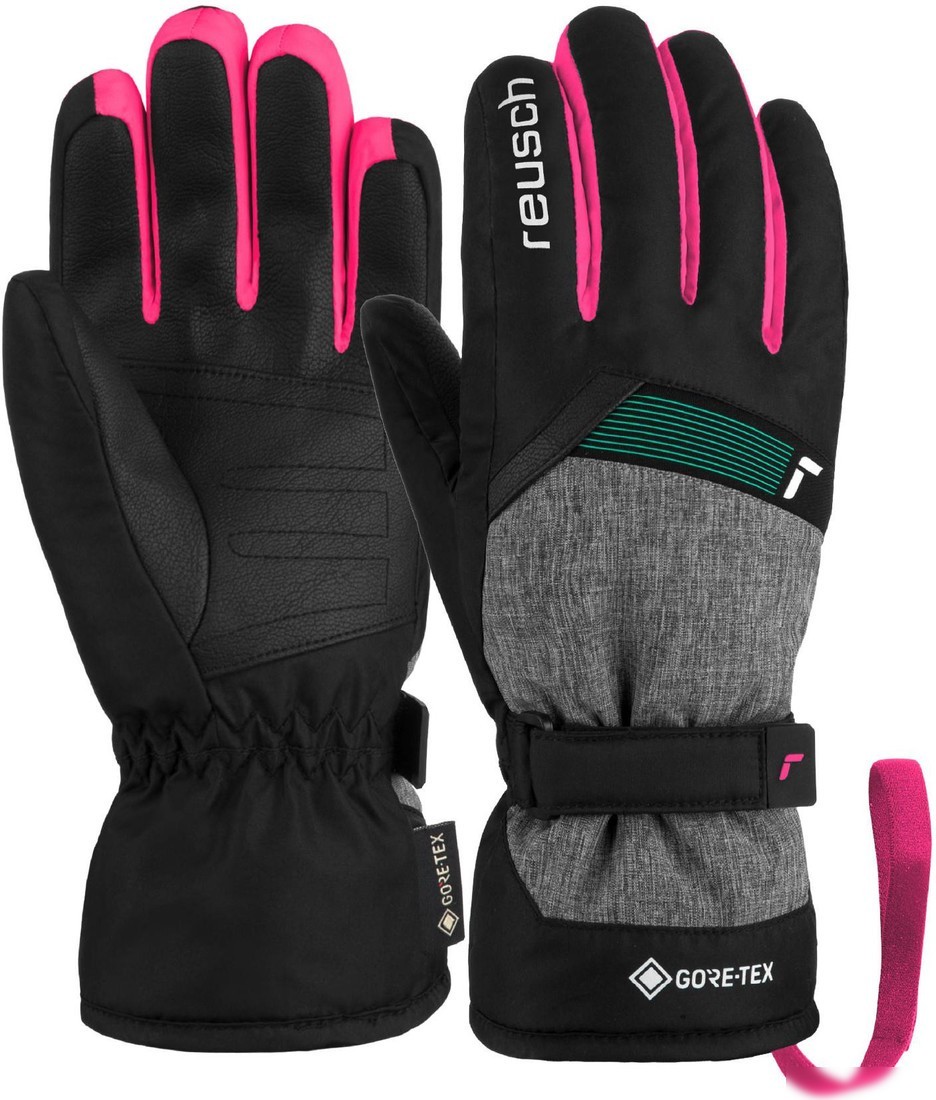 Горнолыжные перчатки Reusch Flash Gore-Tex Junior 6261305-7771 (р-р 5, Black/Black Melange/Pink)