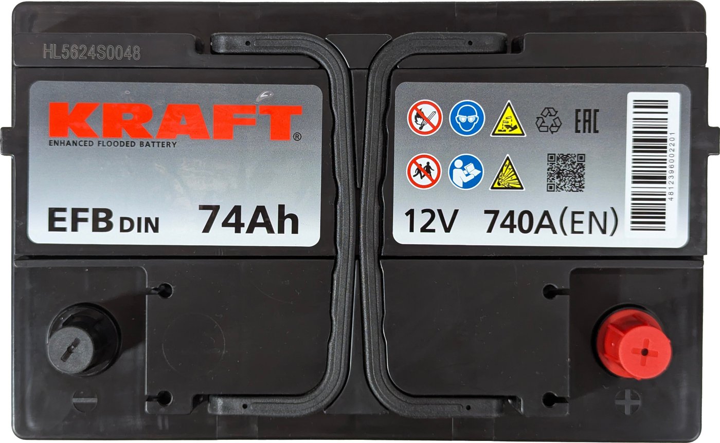 Автомобильный аккумулятор KRAFT EFB R+ (74 А·ч)