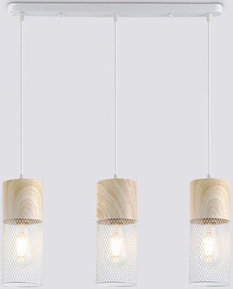 Подвесная люстра Ambrella TR8499/3 WH/WD (белый/дерево)