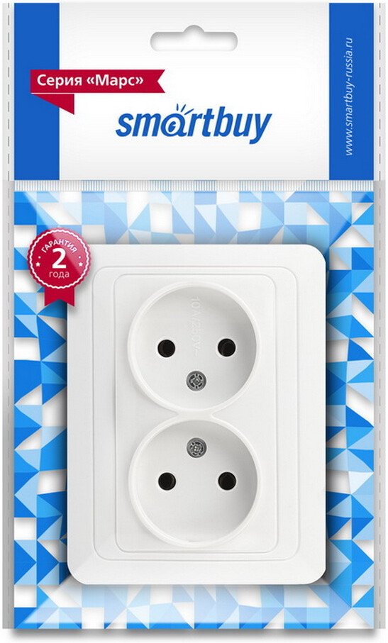 Розетка SmartBuy Марс SBE-02w-10-S2-N