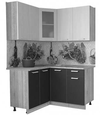 Готовая кухня Интерлиния Мила 12x14 (серебристый-бетон-бискайская сосна)