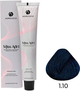 Крем-краска Adricoco Miss Adri 1.10 (100мл, иссиня-черный)
