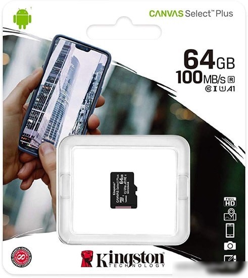 Карта памяти Kingston Canvas Select Plus microSDXC 64GB