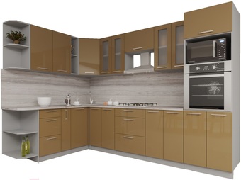 Готовая кухня Интерлиния Мила Gloss 1.88x3.0 левая (капучино)