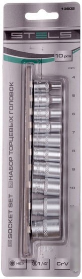 Набор торцевых головок Stels 13602 (10 предметов)