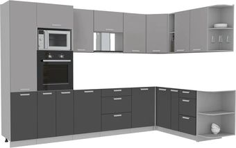 Готовая кухня Интерлиния Мила Лайт 1.88x3.2 правая без столешницы (серебристый/антрацит)