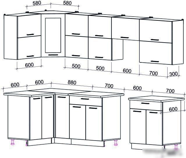Угловая кухня Интерлиния Мила Gloss 60-12x29 (ваниль/асфальт глянец)