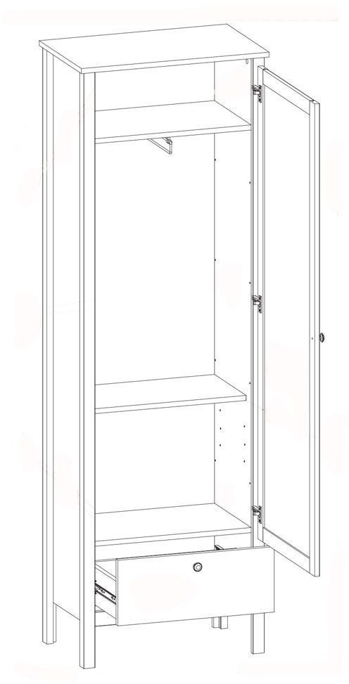 Шкаф распашной BRW Loft SZF1W1S/60 (дуб вотан/черный)