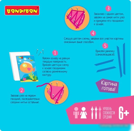 Набор для создания поделок/игрушек Bondibon Нитяная графика. Рыбка ВВ3111