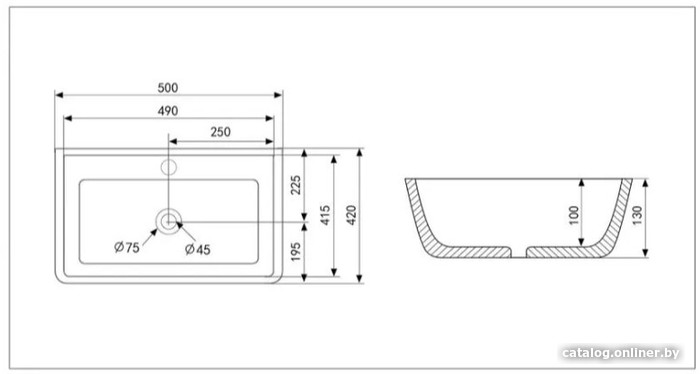 Умывальник Abber Rechteck AC2203MB (черный матовый)