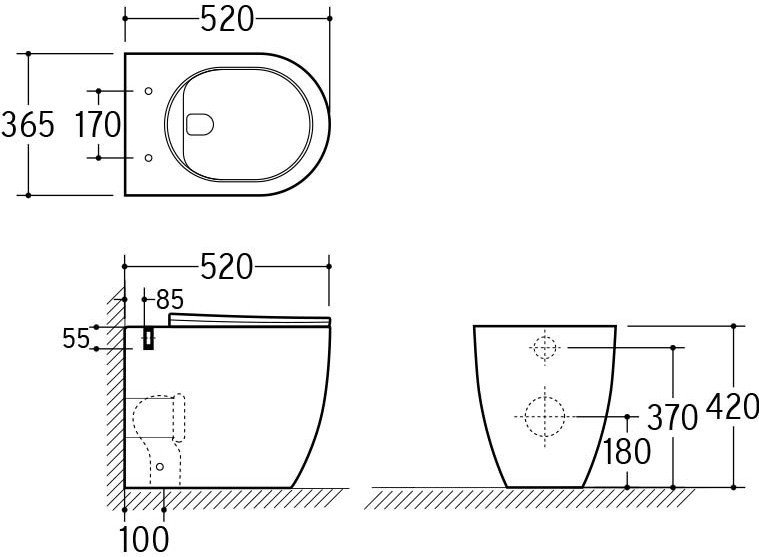 Унитаз подвесной Roxen Attach 966940 (кнопка хром глянец)