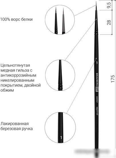 Кисть для рисования BRAUBERG Art Classic 1 200907 (круглая)