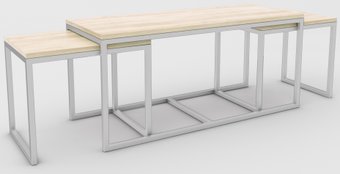 Журнальный столик Hype Mebel Трио 40x100-200 (белый/древесина белая)