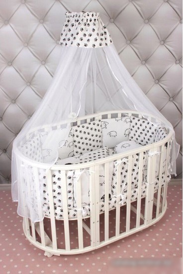 Бампер в кроватку Amarobaby Home Elite (12 подушек, белый/черный)