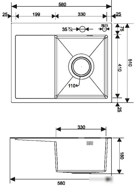 Кухонная мойка РМС MRK-5851R (с дозатором)