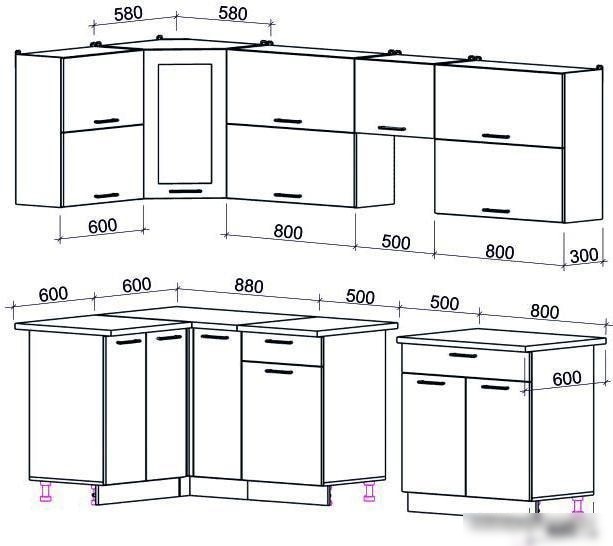 Угловая кухня Интерлиния Мила Gloss 50-12x27 (ваниль/шоколад глянец)