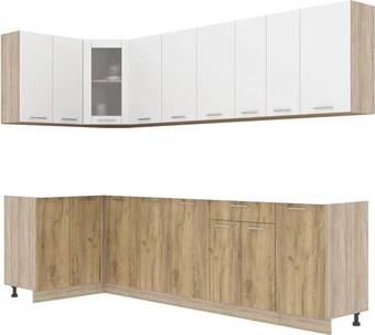 Готовая кухня Интерлиния Мила 12x28 без столешницы (белый платинум/дуб золотой)