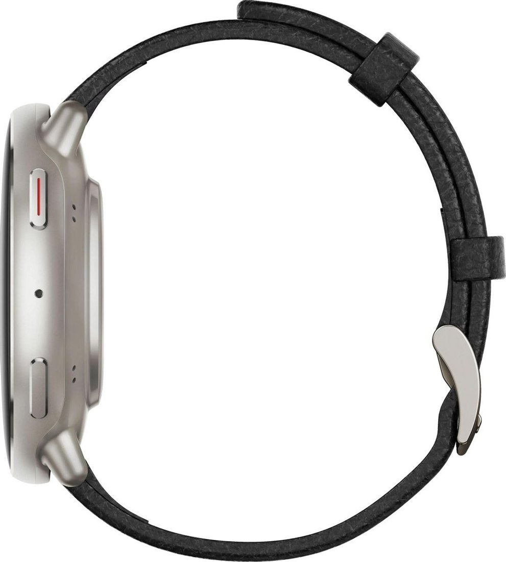 Умные часы Amazfit Active 2 Premium (серебристый, с черным кожаным ремешком)