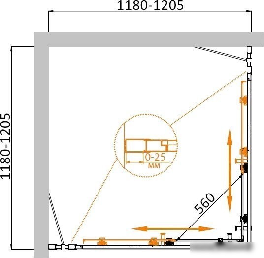 Душевой уголок Cezares MOLVENO-A-22-100+20-P-Cr