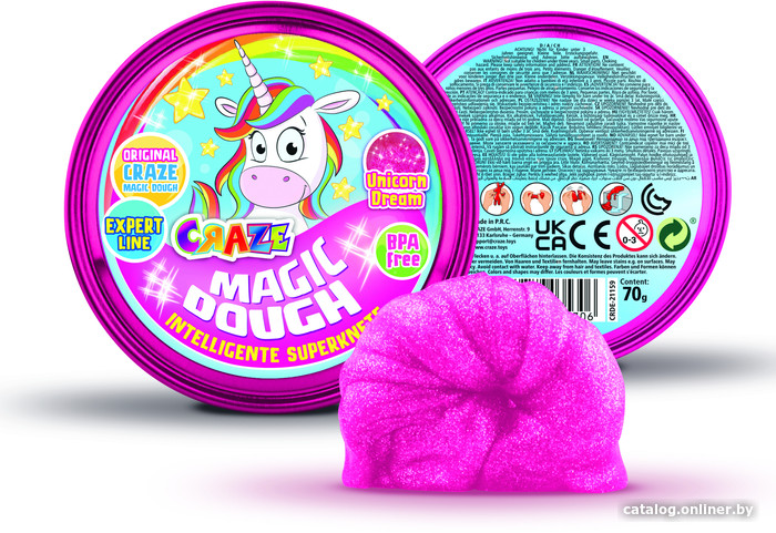 Тесто для лепки Craze Magic Dough Попрыгунчик Мечты единорога 35306.A (розовый с блестками)