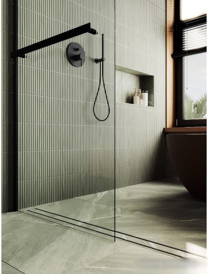Душевая стенка MaybahGlass 195x69 MGD-720-6у (прозрачное стекло/черный)