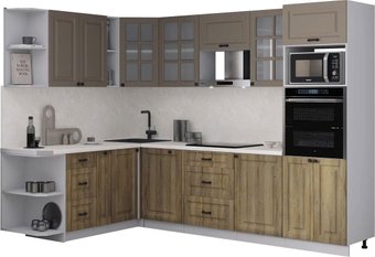 Готовая кухня Интерлиния Мила Деко 1.88x2.8 LV (дуб вотан/луна/опал светлый)