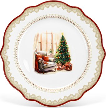Тарелка обеденная Fissman Christmas Eve 16027 (красный)