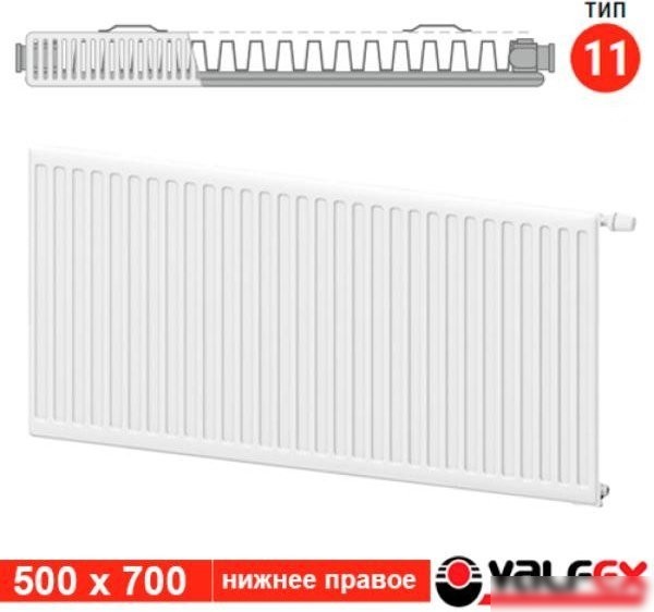 Стальной панельный радиатор Valfex Steel VC R 11 500х700 VF.VC.R.11.500.0700 (с нижним подключением)