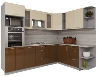 Готовая кухня Интерлиния Мила Gloss 1.88x2.8 правая (ваниль-шоколад)