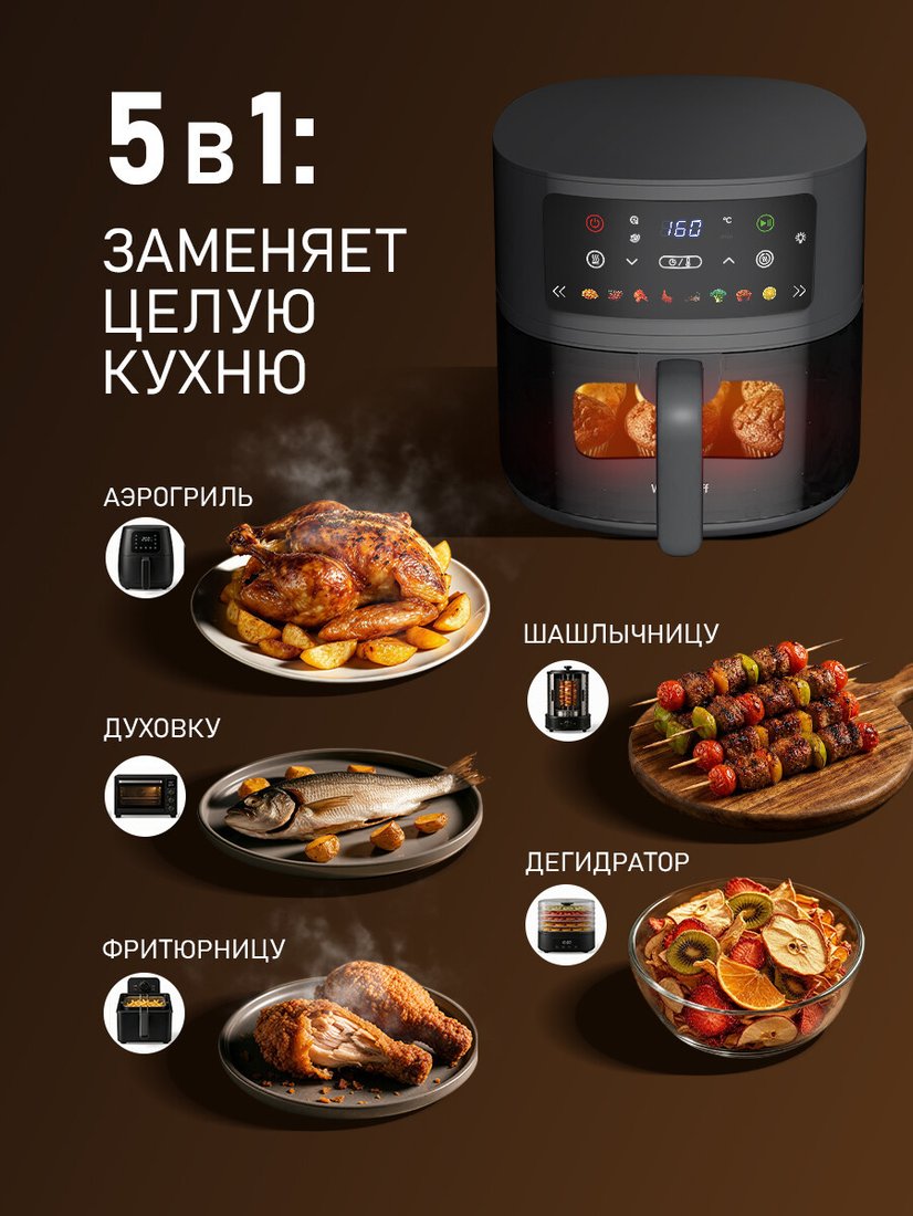 Аэрогриль (аэрофритюрница) Weissgauff WAF 701 DB Digital Fry Chef
