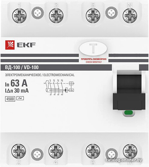 Устройство защитного отключения EKF PROxima ВД-100 4P 63А 30мА elcb-4-63-30-em-pro